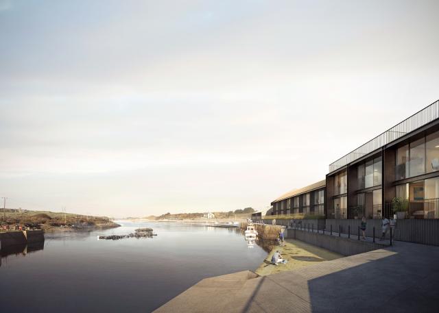 Image from May 2017: View of dock - phase 2 of the South Quay development in Hayle by Feilden Clegg Bradley Studios  Source:Forbes Massie